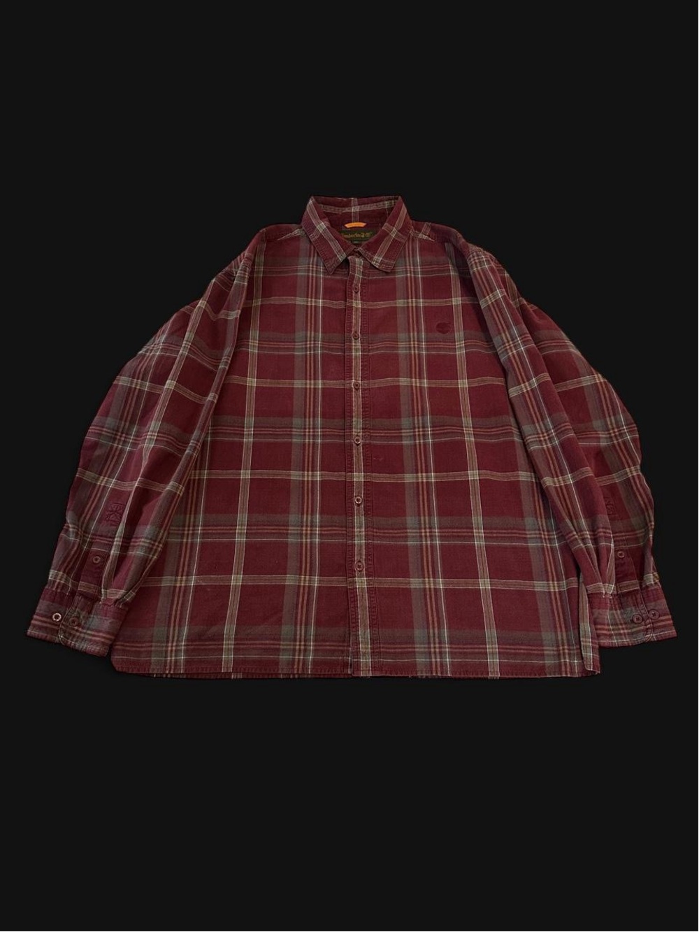 Timberland xl Men's Burgundy Plaid Button Up Shirt